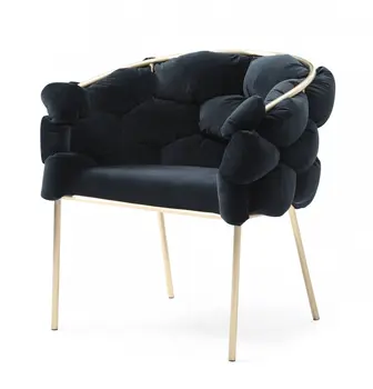 Black and Brass Upholstered Fabric Dining Arm Chair