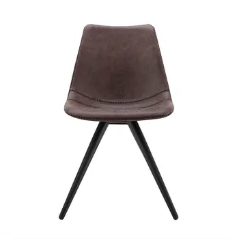 Set of Two Brown and Black Upholstered Faux Leather Dining Side Chairs