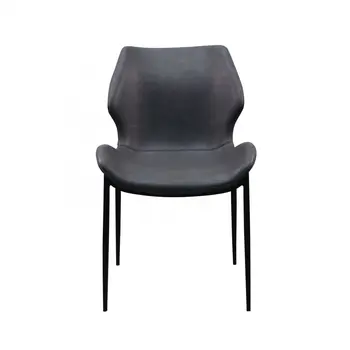 Set of Two Gray and Black Upholstered Faux Leather Wing Back Dining Side Chairs