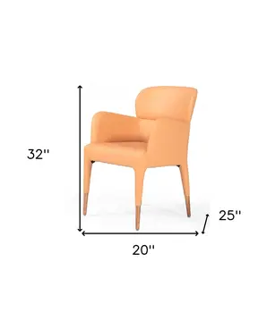 Peach Upholstered Fabric Dining Arm Chair