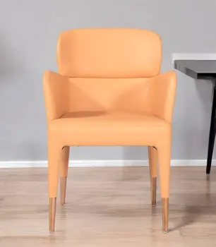 Peach Upholstered Fabric Dining Arm Chair