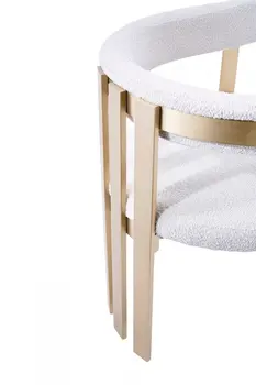 Beige and Gold Upholstered Velvet Slat Back Dining Arm Chair