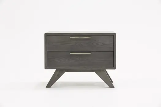 18" Solid Wood and Wood Two Drawer Nightstand