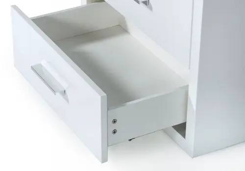 Modern Glossy White Box Nightstand with Two Drawers