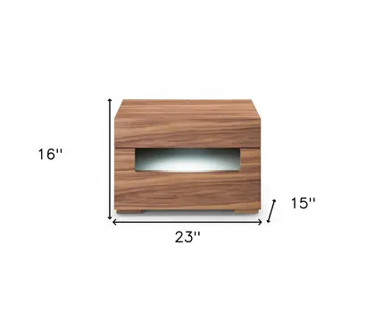 16" Wood Lighted Two Drawer Nightstand