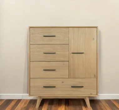 39" Walnut Solid Wood Four Drawer Gentlemans Chest
