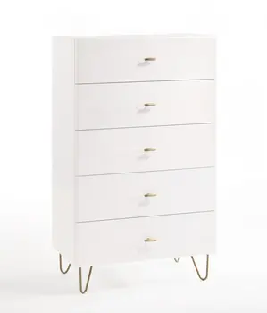 30" White Manufactured Wood Five Drawer Chest