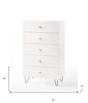 30" White Manufactured Wood Five Drawer Chest