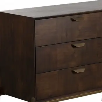 63" Dark Brown Manufactured Wood Six Drawer Double Dresser