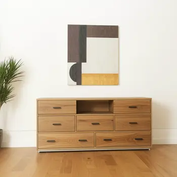63" Walnut Six Drawer Combo Dresser