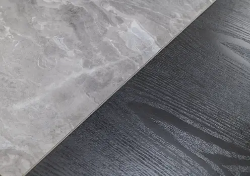 63" Grey Faux Marble and Black Wood Six Drawer Double Dresser