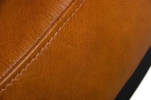 30" Camel Faux Leather And Black Ottoman
