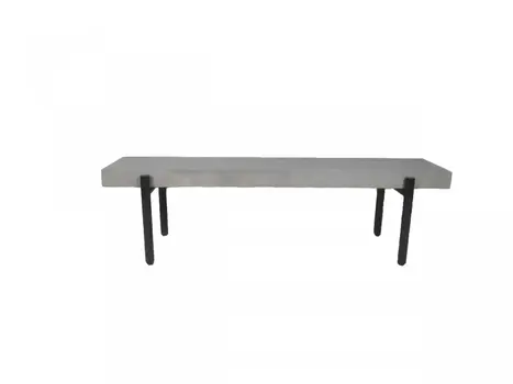 63" Gray and Black Concrete Dining Bench