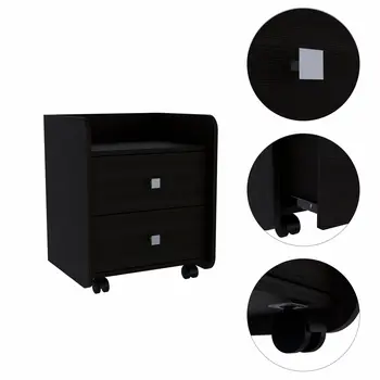 22" Wood Two Drawer Nightstand