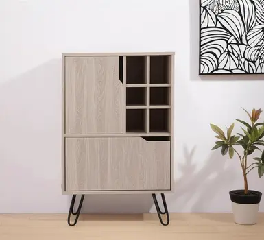 Light Gray Bar Cabinet with Two Door Panels
