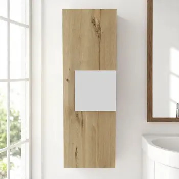 Light Oak and White Multi Purpose Vertical Hanging Cabinet