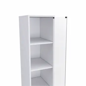 White Bathroom Storage Cabinet with Glass Door and Sliding Drawers