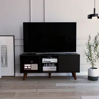 45" Black Open Shelving TV Stand
