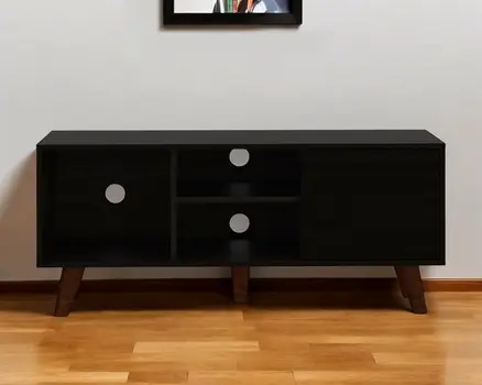 45" Black Open Shelving TV Stand