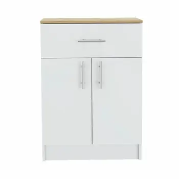 34" Light Oak and White Pantry Cabinet