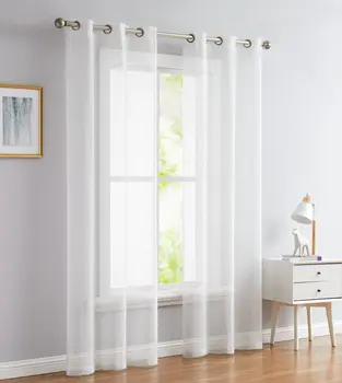 Set of Two 96" White Sprinkled Embellishment Window Curtain Panels