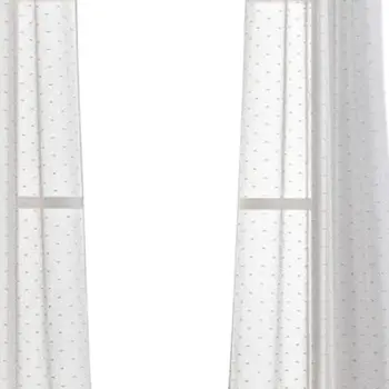 Set of Two 96" Gray Ribbon Embellished Window Curtain Panels