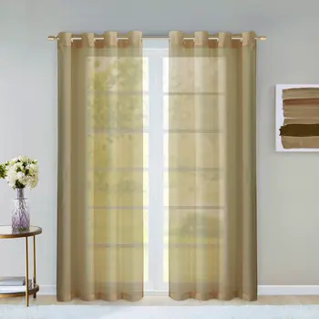 Set of Two 84"  Tan Solid Modern Window Panels