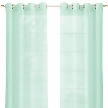 Set of Two 84"  Aqua Solid Modern Window Panels