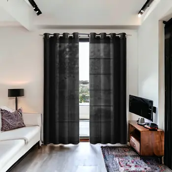 Set of Two 84"  Black Solid Modern Window Panels
