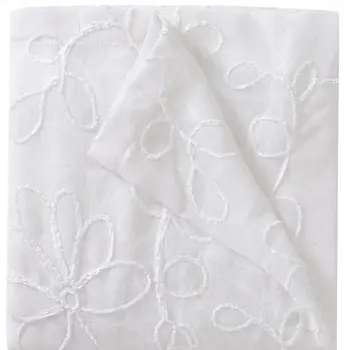 Set of Two 84"  White Floral Embroidered Window Panels