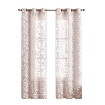 Set of Two 96"  Blush Floral Embroidered Window Panels