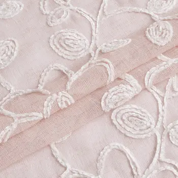 Set of Two 96"  Blush Floral Embroidered Window Panels