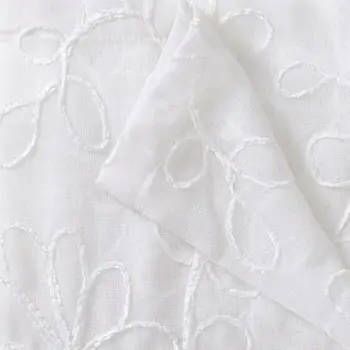Set of Two 96" White Floral Embroidered Window Panels