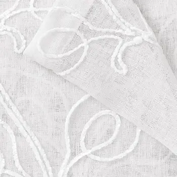 Set of Two 96"  White Boho Embroidered Window Panels