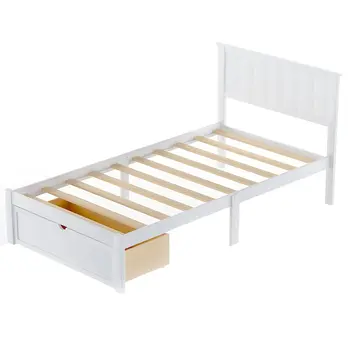 White Wood Twin Bed Frame