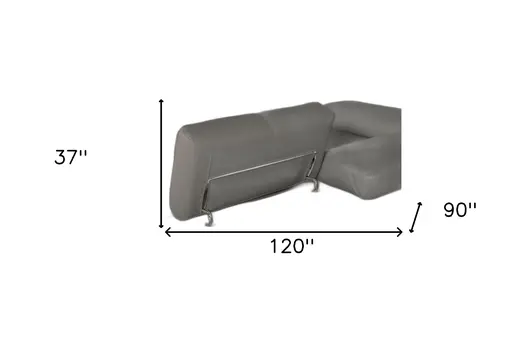 Gray Leather Match Stationary L Shaped Two Piece Sofa And Chaise