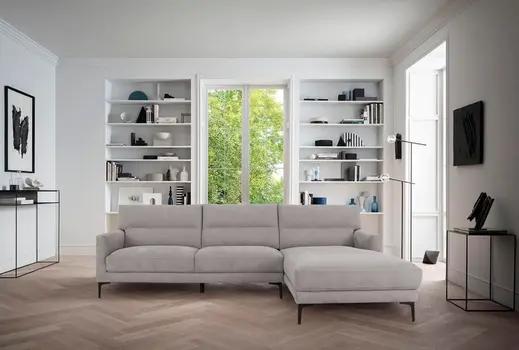 Gray 100% Polyester Stationary L Shaped Two Piece Sofa And Chaise