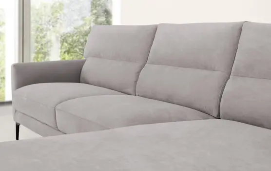 Gray 100% Polyester Stationary L Shaped Two Piece Sofa And Chaise