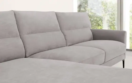 Gray 100% Polyester Stationary L Shaped Two Piece Sofa And Chaise