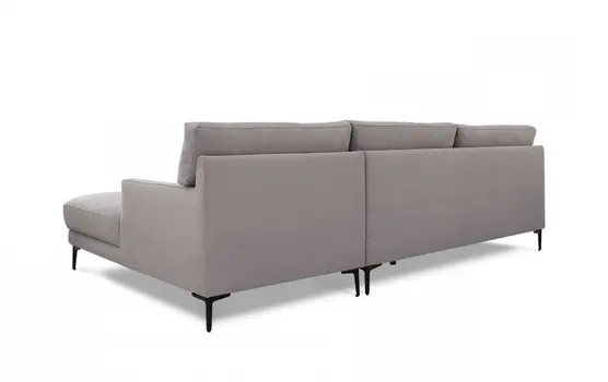 Gray 100% Polyester Stationary L Shaped Two Piece Sofa And Chaise