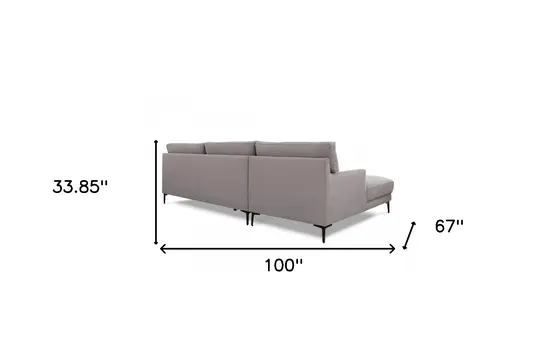 Gray 100% Polyester Stationary L Shaped Two Piece Sofa And Chaise