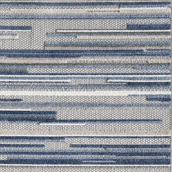 5' X 7' Blue Abstract Stain Resistant Indoor Outdoor Area Rug