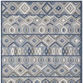 8' X 10' Blue And Gray Abstract Stain Resistant Indoor Outdoor Area Rug