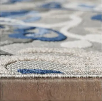 5' X 7' Blue And Gray Floral Indoor Outdoor Area Rug