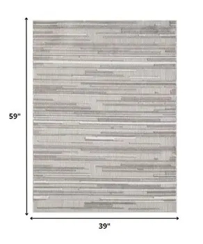 3' X 5' Gray Abstract Stain Resistant Indoor Outdoor Area Rug