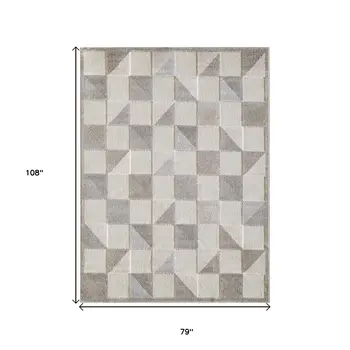 7' X 9' Gray Geometric Stain Resistant Indoor Outdoor Area Rug