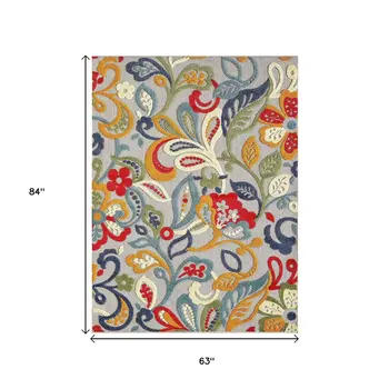 5’ X 7’ Multi Jacobean Floral Indoor Outdoor Area Rug