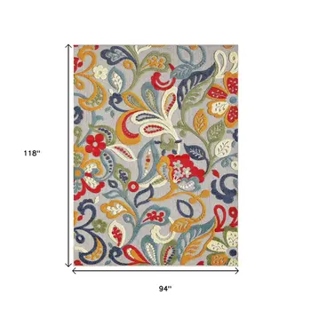 8’ X 10’ Multicolor Jacobean Floral Indoor Outdoor Area Rug