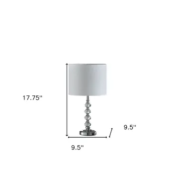18" Silver Faux Crystal And Metal Table Lamp With White Drum Shade