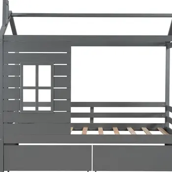 Gray Wood Twin Four Poster Bed Frame